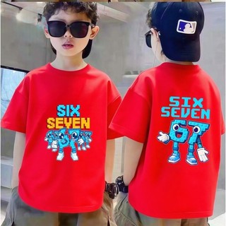 Áo Thun Trẻ Em Bé Trai Gái In SIX SEVEN 67 Pixel, Áo Bông Ngắn Tay Hè Phong Cách Game Size 3-12 Tuổi COD
