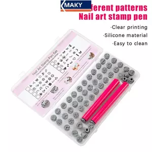 MAKY 12 / 36 CÁI Nail Art Stamp Pen Set DIY Design Nail Handicraft Graffiti Flower Nail Stamper Nail Art Dotting Tools Thiết kế đơn giản VN