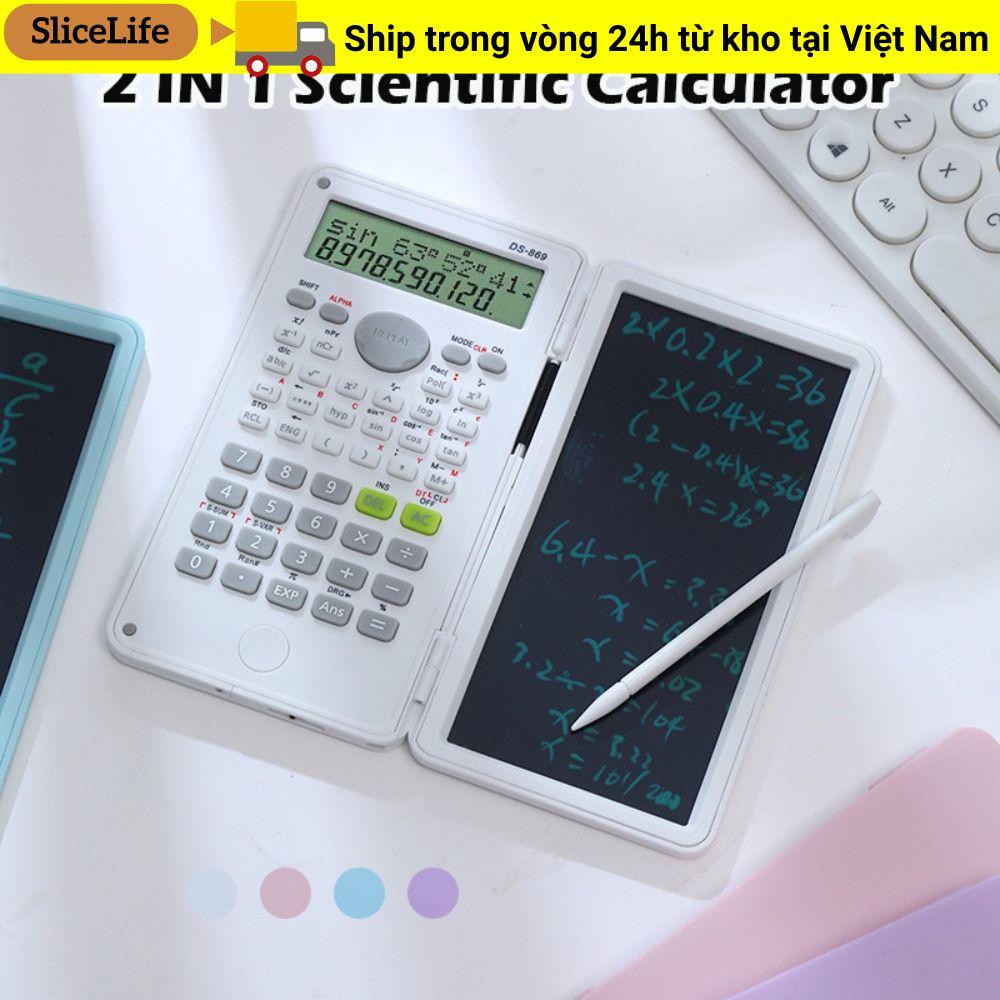 Máy tính khoa học SLICELLIFE với Notepad LCD, Máy tính toán có thể gập lại di động, Đa chức năng 12 chữ số Bảng viết tay 2 TRONG 1 Văn phòng trường học