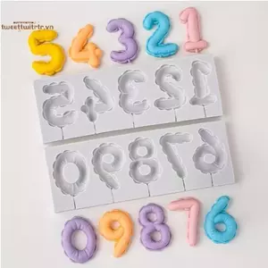 TRTR Có Thể Tái Sử Dụng Số Lollipop Khuôn Silicon Cho Bánh Fondant Kẹo Sô Cô La Khuôn Cho Sinh Nhật Tiệc Cưới Máy Nướng VN