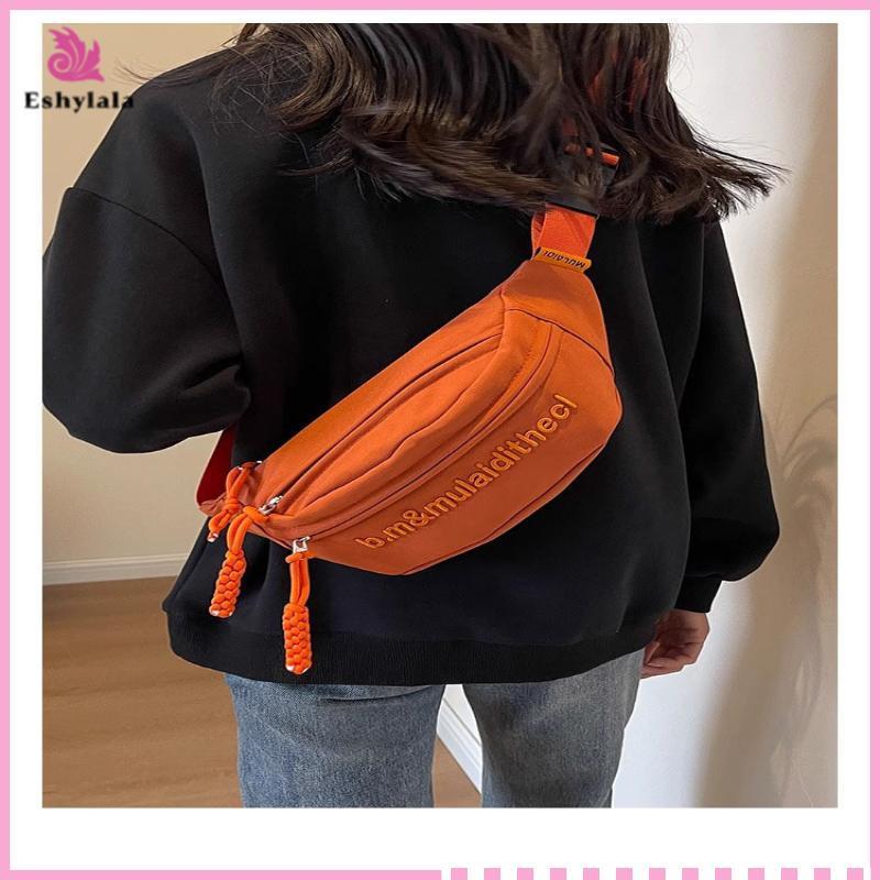 Túi đeo chéo vải Canvas Eshylala Unisex Fashionpact với nhiều ngăn tiện lợi [MỚI]