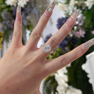 Châu Âu Mỹ ins Phong Cách Mới 2 Carat Mô Phỏng Moissanite Mở Nhẫn Nữ