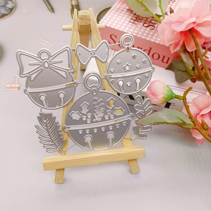 Giáng Sinh Yếu Tố Chuông Giáng Sinh Kim Loại Thép Carbon Cắt Khuôn DIY Vải Album Ảnh Thiệp Chúc Mừng Cắt Chết Giấy Thủ Công Sổ Lưu Niệm Dập Nổi Khắc Bản Mẫu