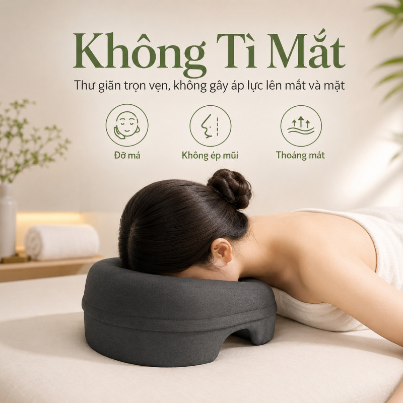 Gối Úp Mặt Chuyên Dụng Memory Foam Thoáng Khí, Hỗ Trợ Massage Mặt & Cổ Cho Thẩm Mỹ Viện, Salon & Tại Nhà