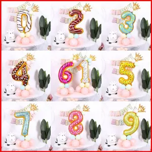 ST2 16 Chiếc Donut Lá Số Bóng Kem Kẹo Bóng Macaroon Bóng Sinh Nhật Nhu Cầu Bộ Lễ Hội Deco