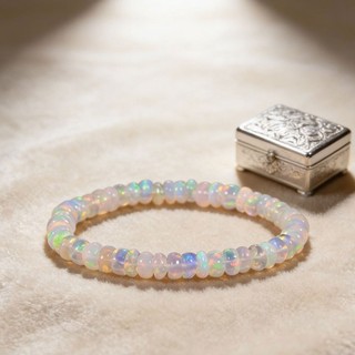 1 Vòng Tay Dây Đàn Hồi Cho Nữ Với Opal Vòng Trơn Garnet Mã Não Và Hạt Mắt Hổ