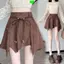 Hàng sẵn có Váy không đều Retro Da Lộn lưng cao Ôm hơn Váy chữ a Phù hợp với nhóm ngắn