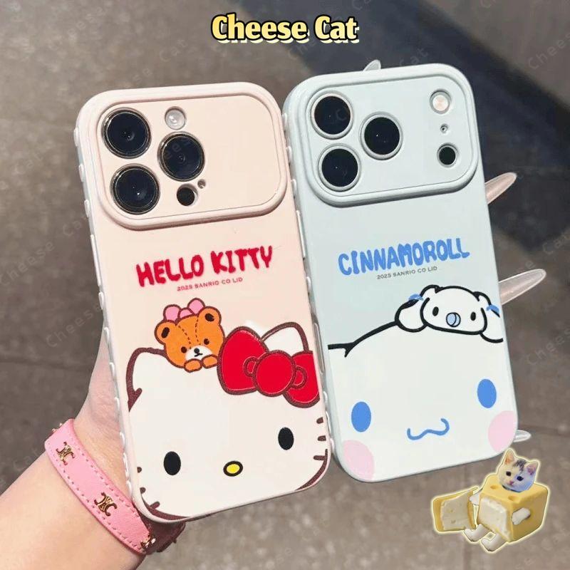 cho Kitty kurom Ốp lưng thiết kế hình trái tim cho iPhone 17 Pro Max 15 16 Pro 13 14 Plus 12 11 Pro Max