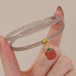 Giả Chalcedony Ice Vòng Tay Jingle Vòng Tay Hoa Hồng Vòng Tay Hồng Hồng Ruyi Lychee Frozen Trắng Cổ Hàng Ngày Mỏng Vòng Tay