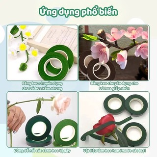Băng Dính Sáp Làm Hoa DIY Xanh Đậm - 3/6 Cuộn Băng Keo Quấn Cành Hoa Dụng Cụ Làm Hoa Giấy Chính Hãng