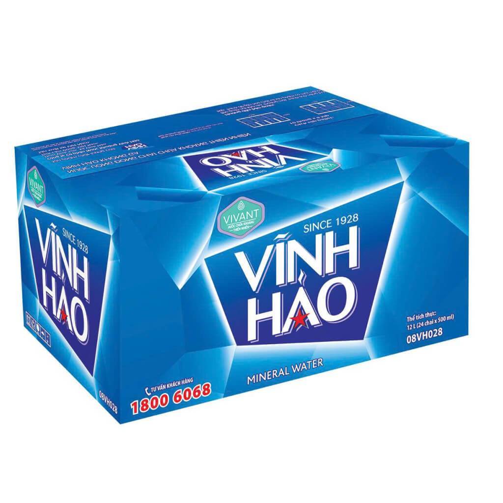 Thùng 24 chai nước khoáng Vĩnh Hảo 500ml