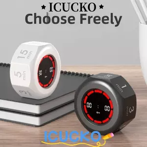 Hẹn giờ sạc USB ICUCKO, Octagon 1 / 3 / 5 / 15 / 30 / 60 / 90 phút Hẹn giờ xoay tự động, Màn hình LED đếm ngược tùy chỉnh di động Đồng hồ đếm ngược kỹ thuật số có thể điều chỉnh âm lượng để nấu ăn