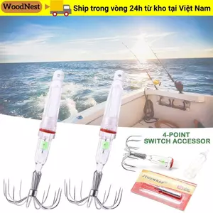 Đèn Flash câu cá WOODNEST, Muỗng trầm dưới nước thả sâu Đèn LED thu hút có móc, Hình dạng câu cá đầy màu sắc