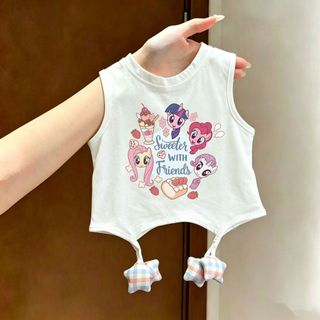 Áo ba lỗ cotton cho bé gái - Áo sát nách in hình pony đính sao dễ thương phong cách Hàn