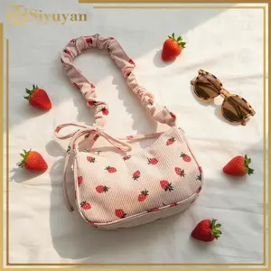 Túi đeo nách vải nhung Siyuyan có in hình dâu tây dành cho nữ Lý tưởng cho nhu cầu hàng ngày và du lịch VN