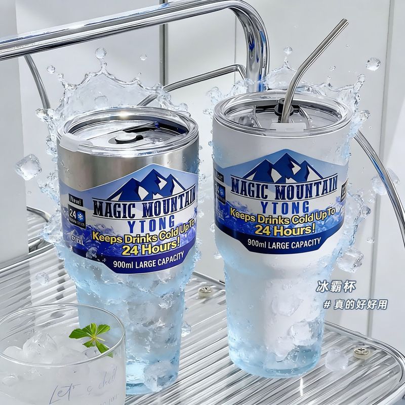 [Giảm 25%] Ly Giữ Nhiệt Inox 304 30oz 900ml Có Nắp Kín Chống Tràn Tặng Sticker Núi Ống Hút Inox Giữ Lạnh 12 Giờ Dùng Ô Tô Tập Gym Du Lịch Đa Năng Tiện Lợi An Toàn Thực Phẩm Bền Đẹp