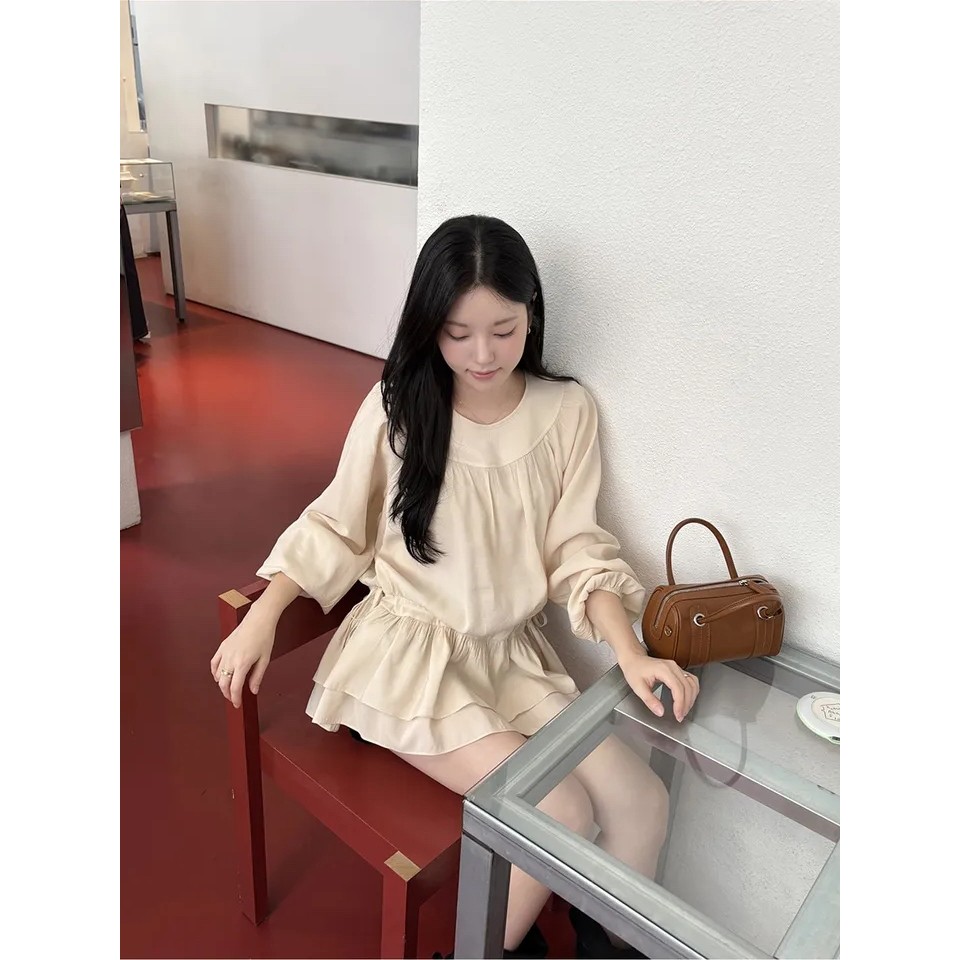 SUXI Mùa hè mới dành cho nữ màu trơn nhẹ nhàng phong cách Hàn Quốc Váy ngọt kiểu Pháp 260528
