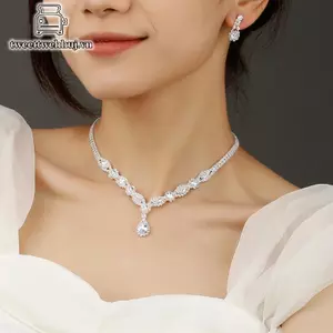 Nhíp Thời Trang Nữ Móng Vuốt Dây Xích Cutout Nelace Bông Tai Bộ Trang Sức Cô Dâu Trang Sức Trang Sức Tiệc Cưới Ngày Lễ Quà Tặng VN