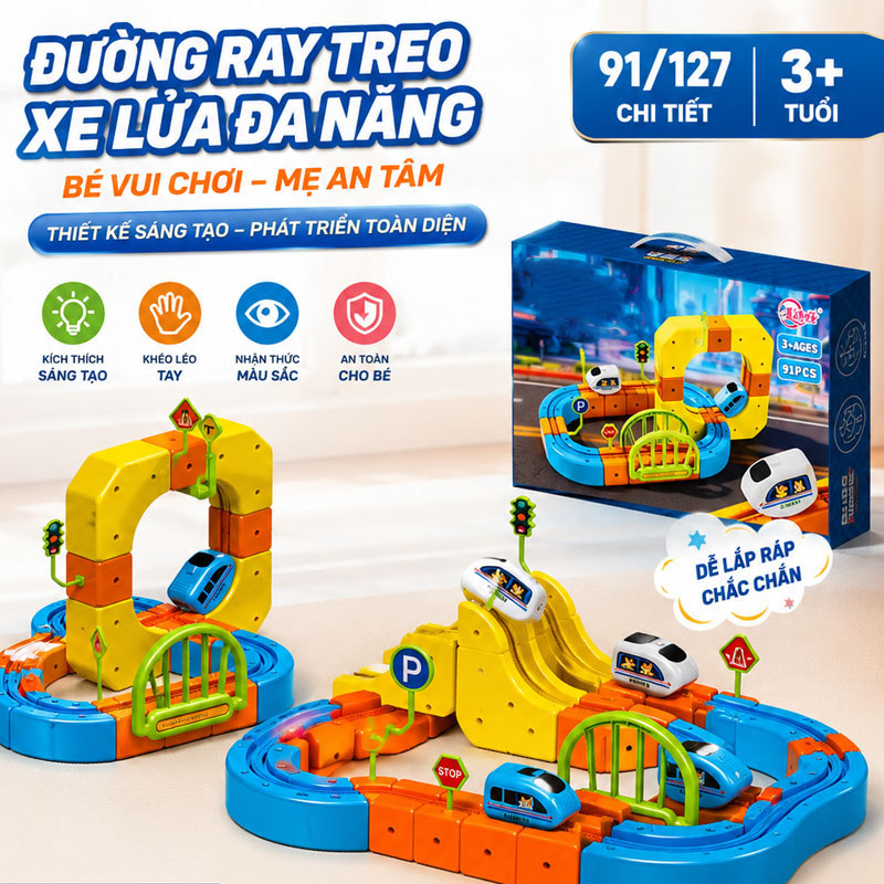 Đồ Chơi đường Ray Xe Lửa Từ Tính 91/127pcs,Bộ đồ Chơi Lắp Ráp DIY,Sự Phát Triển Trí Tuệ Của Trẻ Em