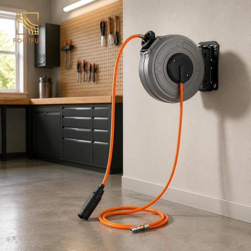 Cuộn ống có thể thu vào tự động Cuộn dây điều hòa tự khóa Thiết bị tiện ích nhỏ gọn cho nhà để xe, xưởng