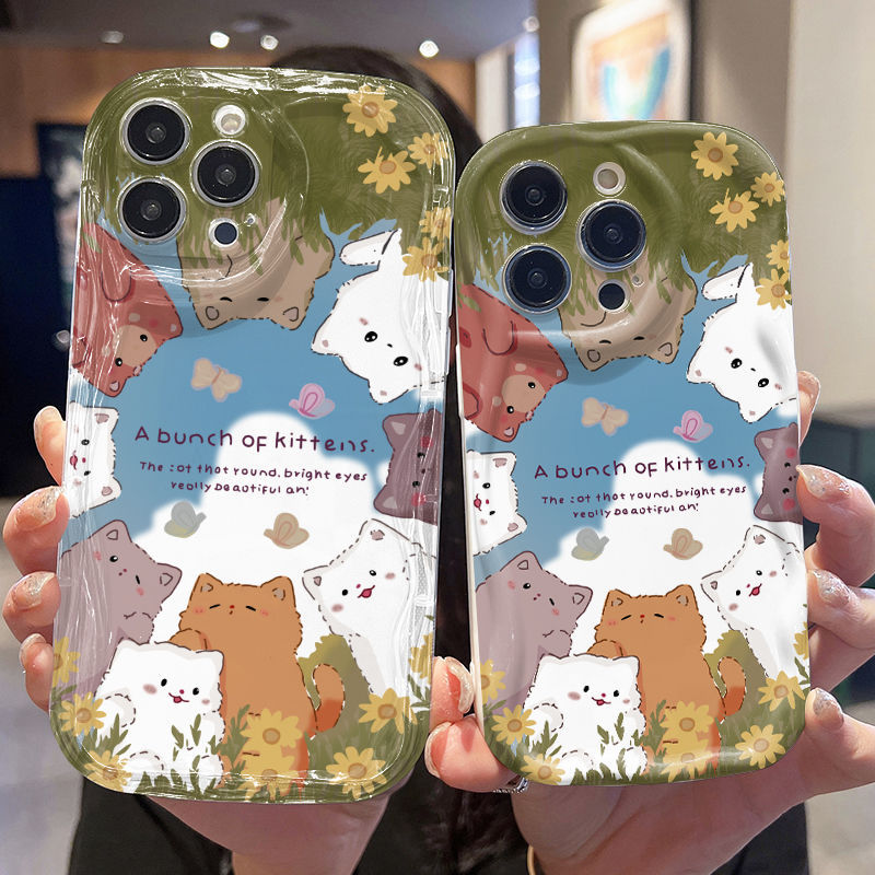 Ốp Lưng Cho Samsung Galaxy A07 A06 A05 A04 A17 A16 A15 A14 A13 A25 A23 A22 A35 A33 A32 A31 A56 A55 A52 A51 A50 Kem Vuốt Cong Edge Motif Nhiều Mèo NYK208