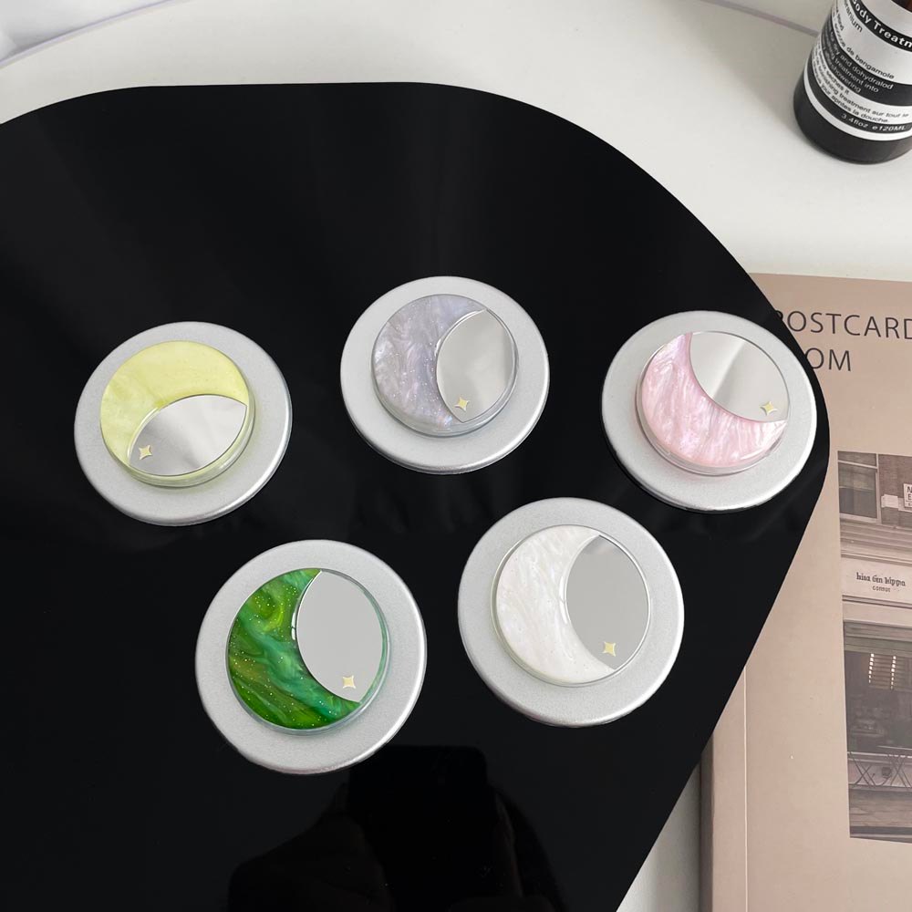 Popsocket Gương Họa Tiết Lưỡi Liềm Nam Châm Có Thể Gập Lại Giá Đỡ Điện Thoại Nam Châm