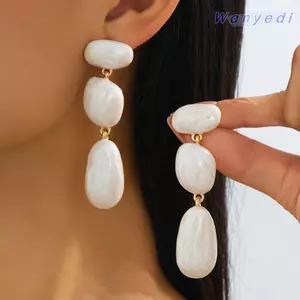 WANYEDI Chunky Thả Bông Tai, Bông Tai Tòn Hình Học Tòn Ten, Thời Trang Chống Thấm Nước Mạ Vàng Bông Tai Trang Sức Phụ Kiện
