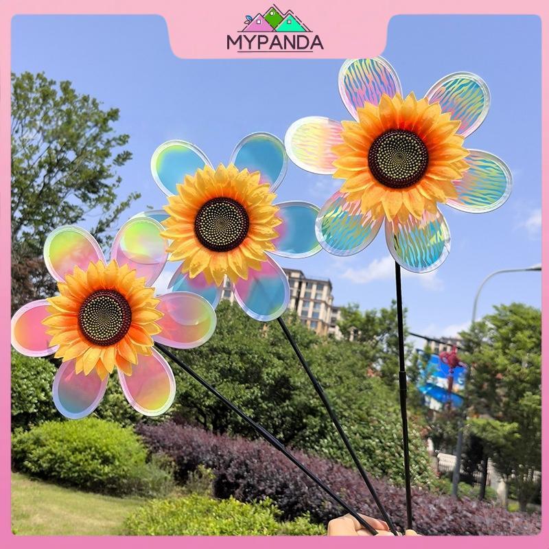 MYPANDA 1 Mảnh Phim Nhiều Màu Sắc Ảo Ảnh Ngọn Lửa Đổi Màu Hướng Dương Cối Xay Gió Hai Lớp Gió Spinner Đồ Chơi Trẻ Em Trang Trí Sân Vườn Ngoài Trời.