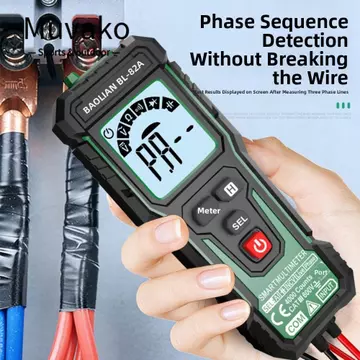 Đồng hồ vạn năng kỹ thuật số thông minh MUVAKO, Đồng hồ vạn năng phạm vi tự động có độ chính xác cao 600V, Đồng hồ vạn năng TRMS điện áp AC DC chống cháy