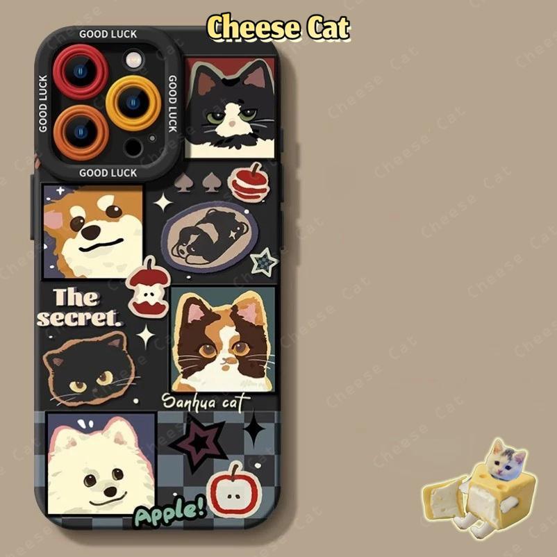 Ốp điện thoại hình chó mèo ngộ nghĩnh cho iPhone 14 13 15 Plus 11 12 16 17 Pro Max XR Xs Max 7Plus 6 8 SE