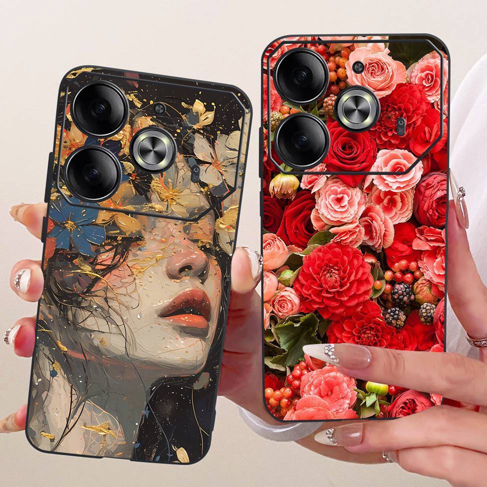 Dành Cho Tecno Pova 6 Ốp Lưng Mèo Dễ Thương Thời Trang Bướm Sơn Sang Trọng Vỏ Điện Thoại Cho Techno Pova 6 Funda
