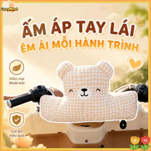 Đệm chống va xe điện cho bé - Gối bảo vệ đầu hình gấu, vải cotton, êm ái dày dặn,an toàn di chuyển