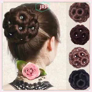 JRP 1 Tổng Hợp Tóc Bun Bud Kẹp Tóc Với Kim Cương Nhiều Màu Sắc Sáng Bóng Cho Nữ Đuôi Ngựa Móng Vuốt Kẹp Sống Động Như Thật Dụng Cụ Tạo Kiểu Tóc JRP