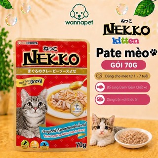 [Combo 24 Gói] Pate Mèo Nekko 70g Cá Ngừ Cá Hồi Gà Tôm Giàu Dinh Dưỡng - Wanna Pet