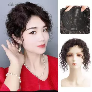 Bộ tóc nữ DELMER, Bộ tóc giả uốn tóc giả tổng hợp Đầu tóc giả, Phần mở rộng tóc vô hình Không dấu vết Tóc xoăn ngắn tự nhiên để làm mỏng tóc