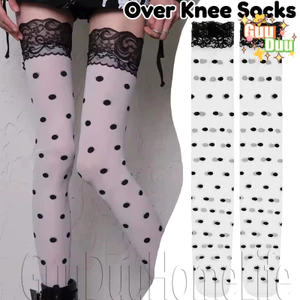 Tất dài đến đầu gối 1-2 đôi - Co giãn, thoáng khí, mềm mại - Hàng dệt kim Lolita mùa hè - dành cho nữ Bé gái Mặc hàng ngày - Vớ cao chấm bi / Giao hàng miễn phí