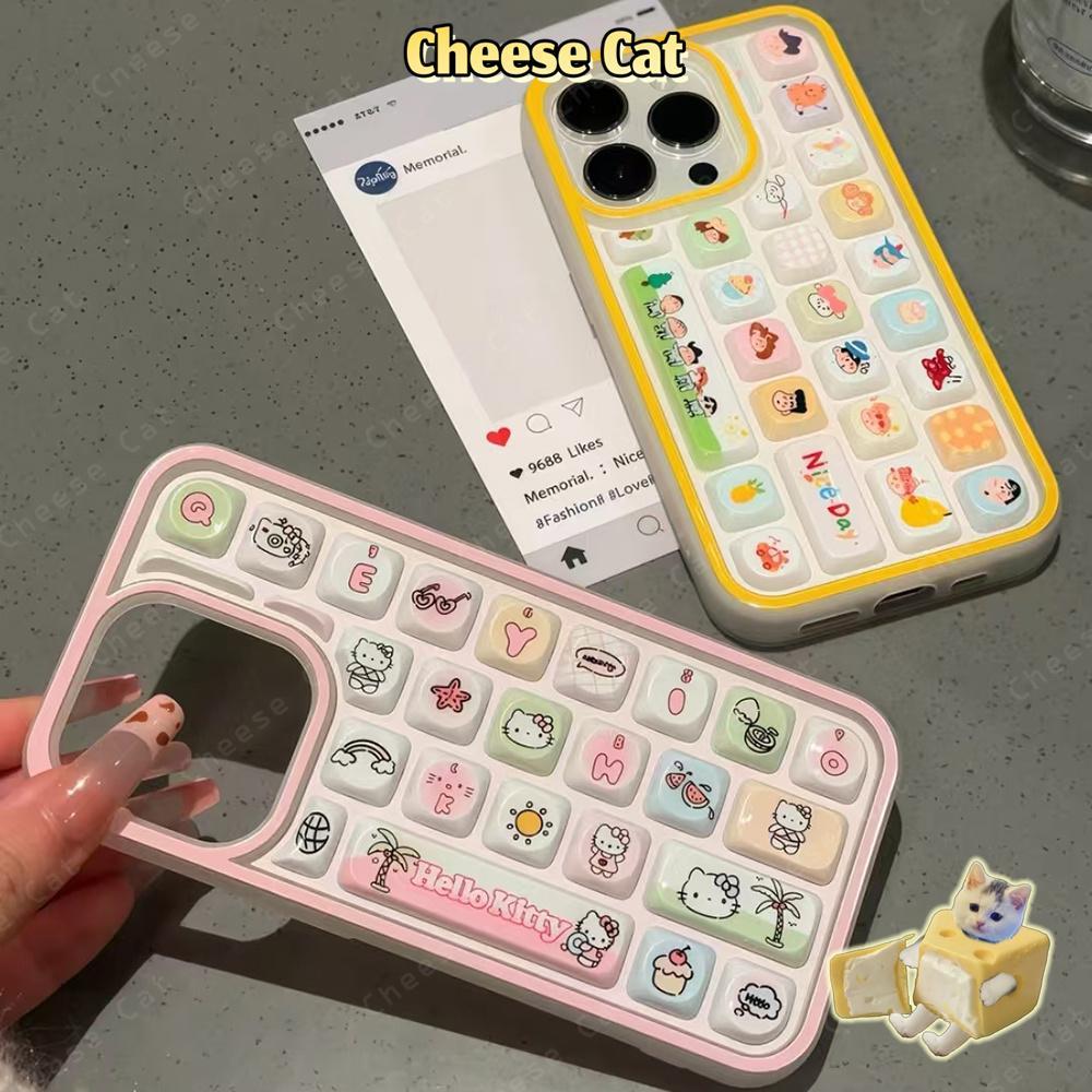 Ốp Lưng iPhone Hoạt Hình Kỳ Nghỉ Kitty Cho iPhone 11 14 13 15 12 16 17 Pro Max Vỏ Bàn Phím Sáng Tạo