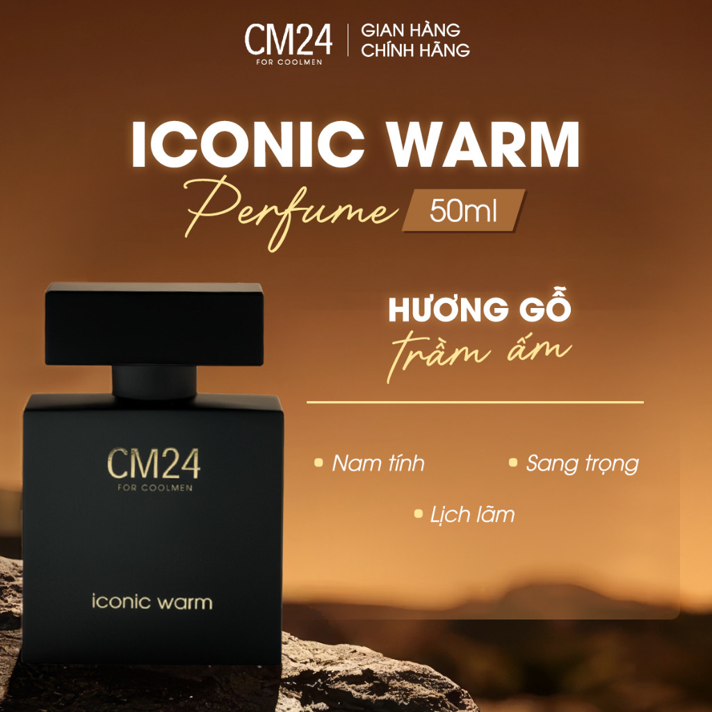 (HƯƠNG GỖ) Nước Hoa Nam CM24 ICONIC WARM Eau de Parfum Sang Trọng, Đẳng Cấp, Quyến Rũ, Lưu Hương Lâu - 50ml