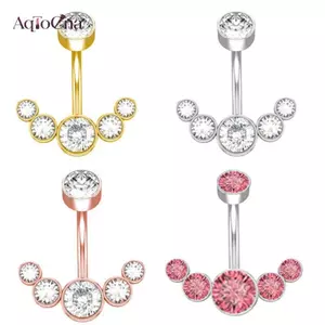 AqToCna Pha Lê Bụng Nút Nhẫn Rốn Nhẫn Zircon Tòn Ten Cơ Thể Bụng Barbell Trang Sức Xuyên Bụng Nút Nhẫn Dành Cho Nữ Bụng Rốn Stud Nhẫn AqToCna