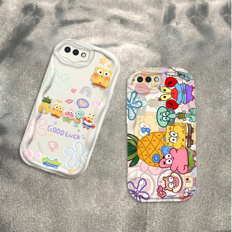 Thích hợp cho OPPO A3S A12E A1K AX5 Realme C2 Bảo vệ 3D TPU mềm SpongeBob SquarePants Vỏ điện thoại chống sốc