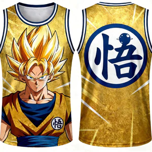 Áo bóng rổ Anime Dragon Ball Z mới 2026 dành cho nam giới Trẻ em, Áo không tay thông thường mềm mại thoáng khí