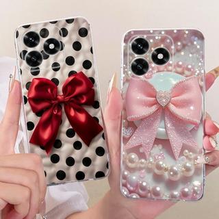 Jelly Bowknot Hoa Bướm Patten Dành Cho Honor X5C 4G Ốp Lưng Honor X5C Plus Trong Suốt Mềm TPU Vỏ Điện Thoại Silicon