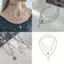 AqToCna Y2K Kim Loại Thời Trang Bạc Nhiều Lớp Pentagram Nelace Nữ Tuyên Bố Trang Sức Hàng Ngày Và Đảng AqToCna