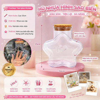 Lọ Nhựa Trong Suốt Hình Ngôi Sao Nắp Bần Đựng Kẹo, Hoa Khô Trang Trí