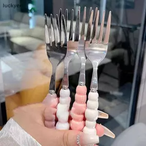 Luckyew Ngọc Trai Tay Cầm Nĩa Cho Món Tráng Miệng Hộ Gia Đình Bít Tết Inox Nĩa Salad Nĩa Món Tráng Miệng Pasta Nĩa Phụ Kiện Nhà Bếp Tiện Ích TQ