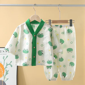 Bộ Đồ Ngủ Trẻ Em Mỏng Phong Cách Vừa Lớn Trẻ Em Quần Áo Gia Đình Nam Nữ Bé Mây Cotton Mắt Cá Chân Tay Dài Đến Mắt Cá Chân-Làng Dài