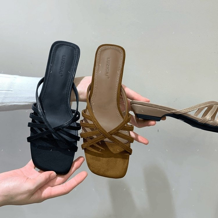 Mùa Hè Retro Thời Trang Đơn Giản Dép Thường Ngày PU Nữ Chống Trơn Trượt Bên Ngoài Đi Biển Dép Cao Cấp F