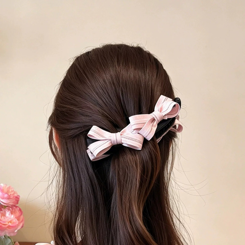 Kẹp Tóc Nơ Màu Hồng Người Phụ Nữ Hàn Quốc Tất Cả Trận Đấu Cao Cấp Kẹp Tóc Chuối