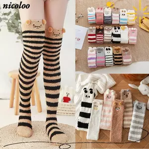 Tất san hô NICOLOO, Tất đầu gối mô hình chống trượt thiết kế động vật, Vớ sàn dày mềm mại dễ thương dành cho nữ