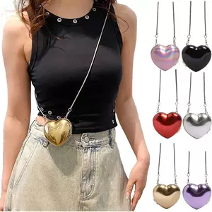 Túi dạ hội AWNGD, Túi đeo chéo đạo cụ ảnh nhiều màu, Dây chuyền kim loại hình trái tim thời trang Ví đựng tiền xu Mini Tiệc tối